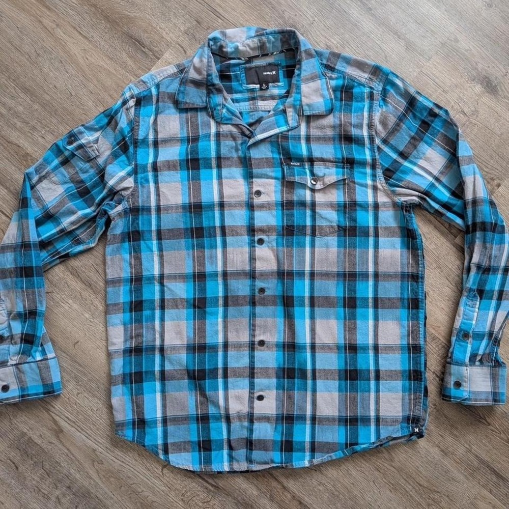 Mens Hurley Long Sleeve Flannel Button Up Skater